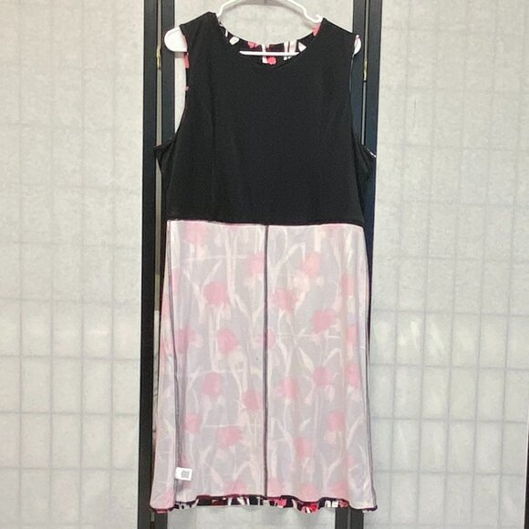 Liz Claiborne Princess Seam Pleat Neck A Line Floral Midi Dress XL Sleeveless - Picture 5 of 12